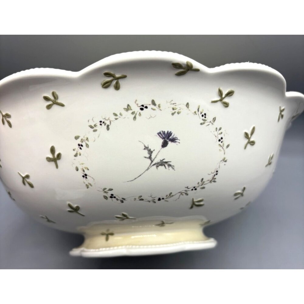 Vtg 2002 Devonshire Place Woodsong Demadco Ceramic Scalloped Serving Bowl